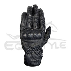 Gants de moto en cuir noirs pour la course avec protection des articulations, fournisseur OEM, vente en gros de gants de moto - Product Image 2