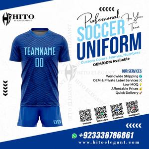 Nouveau style d'uniformes de football de la meilleure qualité fabriqués au Pakistan à bas prix uniforme de football d'entraînement de football logo personnalisé couleur bleu foncé - Product Image 2