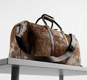 Bolsa de Lona Premium de Cuero Genuino con Estampado de Vaca, Cierre de Cremallera, Correa de Hombro Arqueada Desmontable, Unisex, Estilo Hobo, Grande - Product Image 6