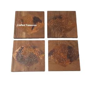 Home & Office Decor and Housewarming Gift Acacia Wood Coasters And Office Bar Kitchen <b>Coffee</b> Water And Tea Use - Product Image 1