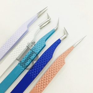 Pinces à cils professionnelles personnalisables avec revêtement coloré, offre exceptionnelle, antidérapantes, faites à la main, testées, ensemble de pinces à bon prix - Product Image 5