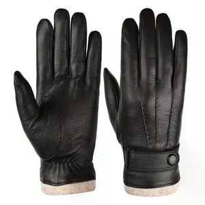 Gants d'hiver en cuir noir pour vélo avec doublure en microfibre, thermiques, longueur poignet, décontractés pour usage extérieur - Product Image 6