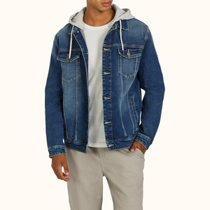 Hooded <b>Denim</b> <b>Jacket</b> <b>Custom</b> Vintage Button Down Mens Multi Pockets <b>Jackets</b> Unisex Trendy Cool <b>Jackets</b> - Product Image 1
