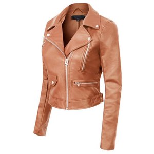 Chaqueta de Cuero para Mujer, Estilo Motero, con Cierre Frontal, Logotipo, Relleno de Poliéster, Resistente al Viento, Transpirable, Ropa de Invierno - Product Image 2