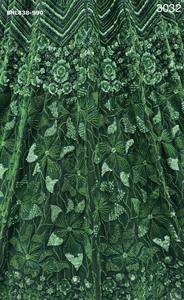 Premium Quality Net with Monochrome Sequin-Bugle <b>Beads</b>-Resham Thread work A-Line Dark-Green Choli Set Supplier from Surat - Product Image 5