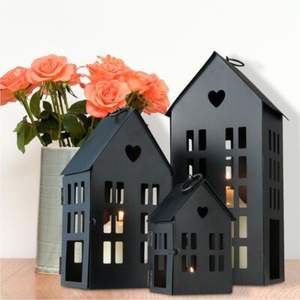 Juego de Portavelas de Metal Negro Estilo Nórdico, Farol de Hierro para Velas de Té, Decoración Navideña para Mesa - Product Image 5