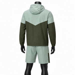 Conjunto de Chaqueta Cortavientos y Pantalones Cortos para Hombre, Ligero, Impermeable, con Capucha, Transpirable, para Deportes al Aire Libre y Running - Product Image 5