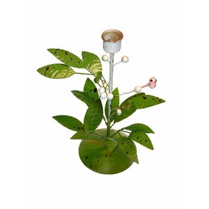 Portavelas de Metal Hecho a Mano, Moderno y Artístico, con Diseño de Hoja Verde, para Velas de Té, Centro de Mesa Decorativo para Bodas - Product Image 3