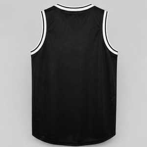 Maillot de basket-ball unisexe en maille noire sans manches, col rond, respirant, en polyester, coupe régulière pour adultes, toutes saisons - Product Image 1