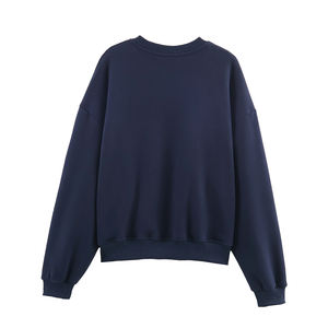 Sudadera Oversize Casual de Moda para Mujer 2025, Color Azul Marino, Cuello Redondo, Estampado de Letras, Hombros Caídos, Manga Larga - Product Image 2