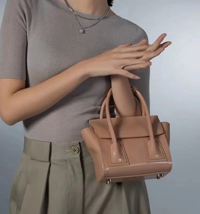 Minimalist Women's Genuine Leather Handbag <b>Square</b> Shape Flap Closure Round Handle Daily Use Durable 1-1.9L Capacity - Product Image 4