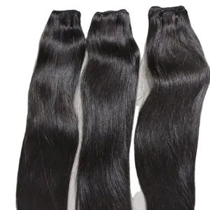 Extensiones de cabello humano indio virgen, mechones de trama de doble cosido, 10A, 10-30 pulgadas, 100%