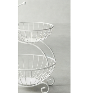 Panier à fruits en métal blanc avec revêtement en poudre, style classique, accessoires de cuisine métalliques, panier en fil métallique, panier à fruits décoratif - Product Image 3