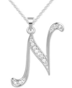 Collar Colgante Diamante N Inicial 18 "(1/10 CT. T. W.) en plata esterlina | Macy's - Product Image 1