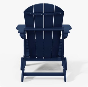 Premium Solid Teak Wood Adirondack Chair <b>Set</b> 8 Piece Navy Blue Patio <b>Garden</b> Lounge Furniture - Product Image 3