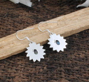 Boucles d'oreilles pendantes vintage faites à la main en argent sterling 925 massif avec pierre de lune arc-en-ciel naturelle pour mariage, anniversaire, cadeau, fête - Product Image 4