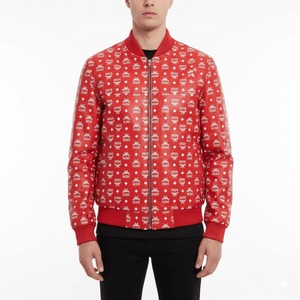Blouson bomber en cuir rouge MCM - Product Image 1