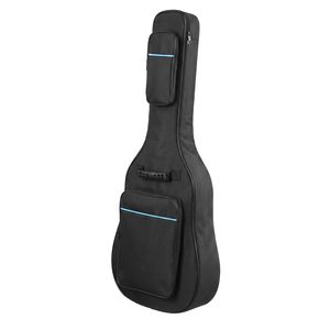 Borsa per Chitarra Acustica da 41 Pollici in Tessuto Oxford 600D con Linea Blu, Custodia Rigida per Basso Nera con Chiusura a Cerniera - Product Image 1