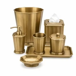Premium Spa Metal <b>Bathroom</b> <b>Set</b> Luxury Bath Ware <b>Accessories</b> for Spa Resort Hotel Home Vanity Counter Decoration - Product Image 3