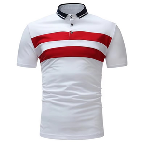 Chemises polo avec empiècements bicolores, manches courtes, coupe ample et respirante, col à revers, polos décontractés à la mode pour hommes - Product Image 6