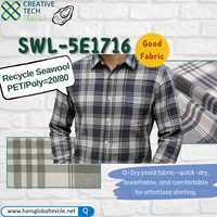 Poly laine de mer recyclée SWL-5E1716 durable PET/Polyester = 20/80 pour chemise à carreaux de porte, UPF30 +,Q-Dry