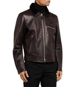 Best Selling Slim Fit <b>Men's</b> Cow Skin Leather Jacket Pure Lambskin with Winter Fur Lining Genuine Biker Style jacket for <b>men</b> - Product Image 5