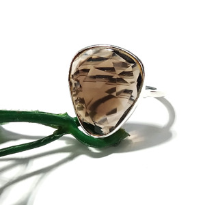 Natural Smoky Quartz Checker Cut <b>Ring</b>, Smoky Quartz Gemstone <b>Ring</b>, 925 Sterling Silver <b>Ring</b>, Handmade Statement <b>Ring</b> - Product Image 1