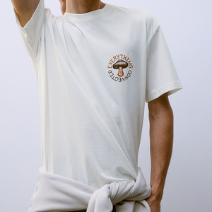 Mens -White Knitted Streetwear T-Shirt Casual Crew Neck Short Sleeve Cotton Tee Eco-Friendly Minimalist <b>Aesthetic</b> - Product Image 5