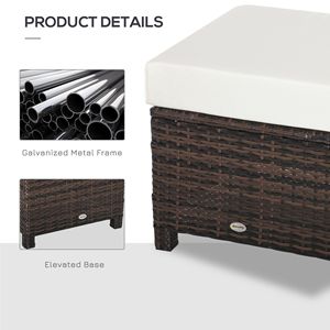 Pouf da Esterno in Rattan PE 20 con Cuscino Marrone Misto Resistente allo Sbiadimento - Product Image 4