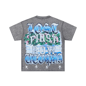 Camiseta de Algodón Lavado de 250 g/m², Detalle de Pedrería, Impresión Digital, Ropa Urbana Informal de Manga Corta con Muestra Gratis - Product Image 4
