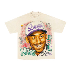 T-shirt homme à manches courtes 100 % coton, coupe classique, col roulé, imprimé sérigraphié graffiti, uni et formel - Product Image 1