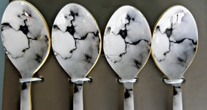 Juego de cucharas de té de metal plateado pulido espejo elegante de 4 vajilla fina para postres - Product Image 2
