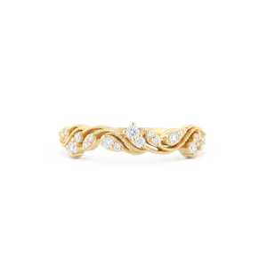 Anillo de Diamante Cultivado en Laboratorio, Redondo, de Oro Sólido de 18K, Diseño de Ola Oceánica, Anillo de Boda, Anillo Minimalista Único, Anillo Milgrain - Product Image 1
