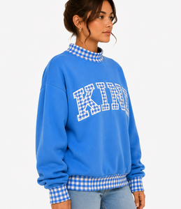 Sudadera de Cuello Alto para Mujer de Alta Calidad, con Apliques de Letras Personalizados, Manga Larga, Diseño de Puntos en Contraste, Estilo Casual - Product Image 4