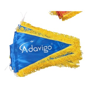 Drapeau rectangulaire en satin Adavigo avec franges jaunes, pliable, portable, durable, imprimé numériquement, bannière promotionnelle - Product Image 1
