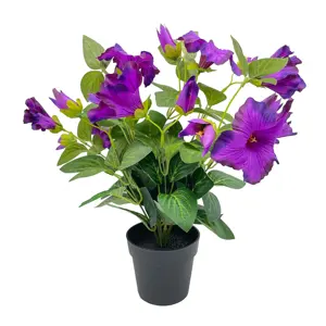 Lovely Polyester purple Other Decorative Flowers and Plants morning glory in plastic pot Business Gifts for home decor dorm room