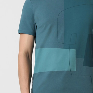 Camiseta de Hombre con Estampado Geométrico, Manga Corta, Cuello Redondo, Corte Regular, Informal, Tejido de Poliéster Transpirable, Diseño de Verano - Product Image 4
