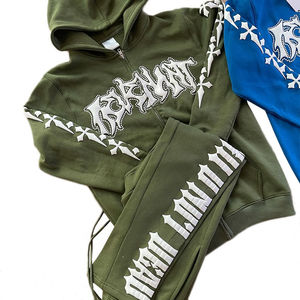 Chándal con Estampado Puff Estilo Urbano |   Conjunto de Sudadera con Capucha y Pantalones Deportivos de Diseñador |   Chándal Deportivo Personalizado con Logotipo OEM - Product Image 1