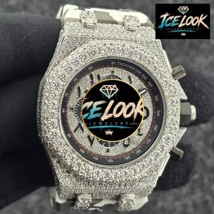 Reloj Mecánico Iced con Cronógrafo, Esfera Plateada, Bisel de Cristal, Aspecto de Diamante, Reloj de Pulsera para Hombre - Product Image 3