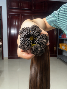 Extensions de cheveux humains Remy I-Tip couleur piano personnalisée, double épaisseur, lisses et soyeuses, à pointe kératine - Product Image 5