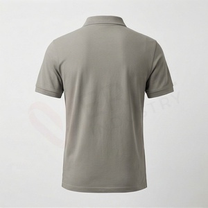 Polo en piqué 100% coton gris à manches courtes pour homme, décontracté, respirant, coupe classique, design tricoté uni - Product Image 2