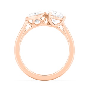 Bague de fiançailles exquise en or rose 10 carats avec diamants de laboratoire de 2,53 carats au total, formes poire et ovale - Product Image 2