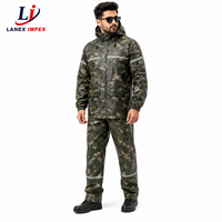 Ensemble de survêtement imperméable unisexe camouflage avec capuche réfléchissante et pantalon, idéal pour la pêche, la randonnée et le travail en extérieur (OEM/ODM)