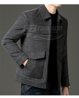Veste universitaire en laine mélangée à carreaux pour homme, col montant, coupe ajustée, style décontracté chic, pour l'hiver, longueur standard, fermeture éclair sur le devant, personnalisable