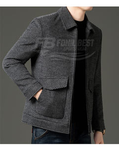 Chaqueta Casual de Negocios para Hombre, de Alta Calidad, con Forro Polar a Cuadros, Cierre de Cremallera, Logotipo Frontal, Corte Ajustado, Impermeable, Servicios OEM - Product Image 4