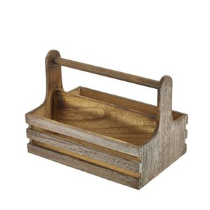 Wooden caddy storage organizer handmade <b>rustic</b> <b>wood</b> box kitchen utensil holder portable handle home decor item - Product Image 5