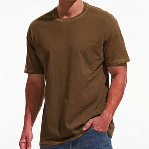 Solid Brown Color men's Short Sleeves O Neck <b>Collar</b> <b>T</b>-<b>Shirt</b> Regular Fit Comfortable Fabric Men's Summer Wear <b>T</b>-<b>Shirts</b> - Product Image 1