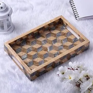 Bone Inlay Resin MDF Base Square Polished Classic Design <b>Disposable</b> Serving <b>Plate</b> Tray Luxury Home Decor Tableware - Product Image 4