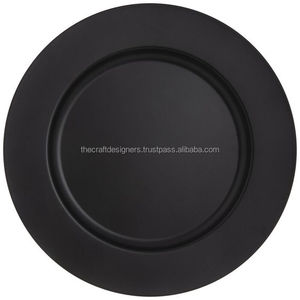 Plato Base Negro Mate para Eventos Festivos, Suministros para Servir Alimentos, Plato Redondo de 13 Pulgadas, Platos Base de Metal Reutilizables, Accesorio para Restaurante - Product Image 1