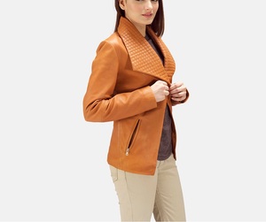 Chaqueta de Cuero para Mujer de Estilo Retro con Acabado Desgastado, Estilo Único y Carácter Distintivo, Chaquetas de Cuero Transpirables - Product Image 4